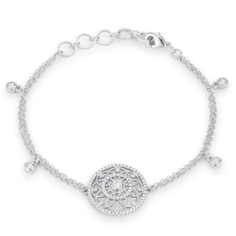 luxury crystal wrap bracelet -0.5 Ct Rhodium Bracelet With Interlocking Circles And Cz - 8 Inch