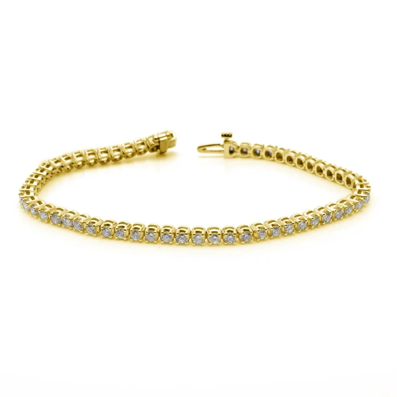 luxury tennis bracelet for women -14k Gold 5ct TDW Round Diamond Tennis Bracelet by Auriya