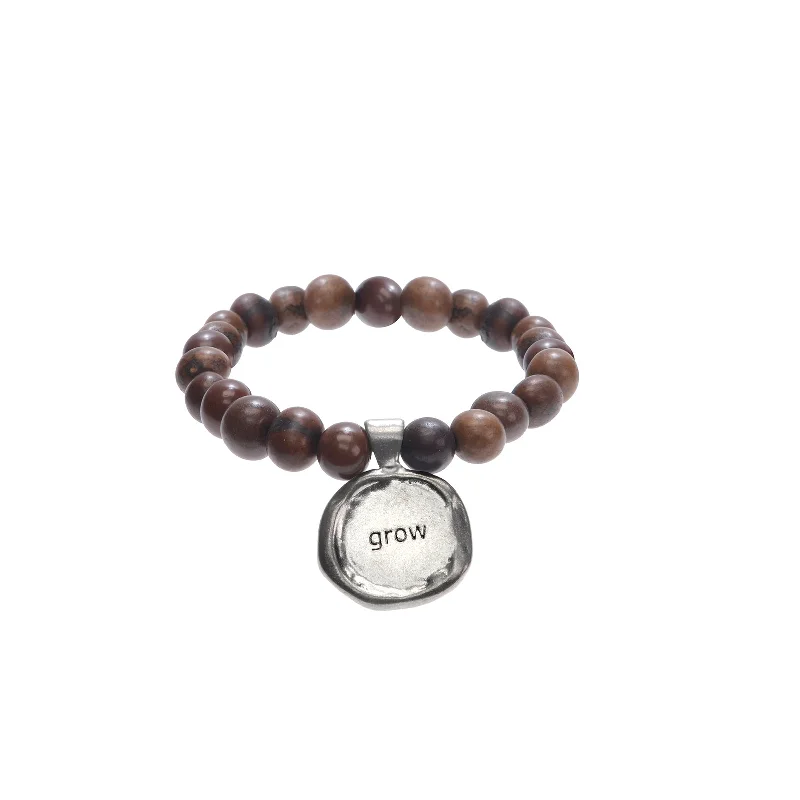 men’s titanium bracelet -Acai Seeds Of Life Bracelet with Wax Seal - Chocolate Beads