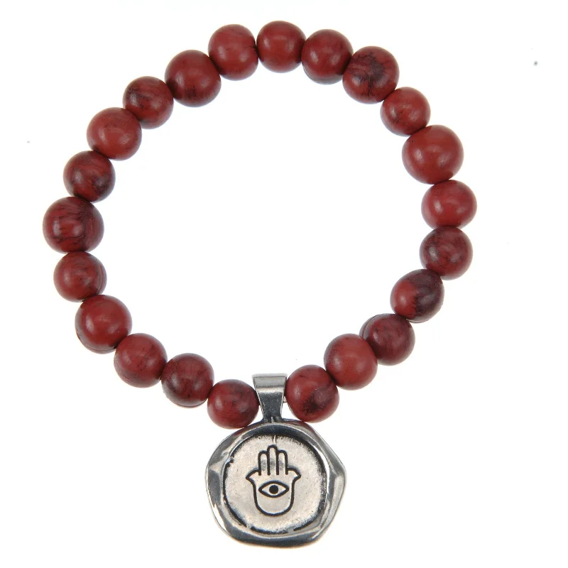 inspirational charm bracelet -Acai Seeds Of Life Bracelet with Wax Seal - Cranberry Beads