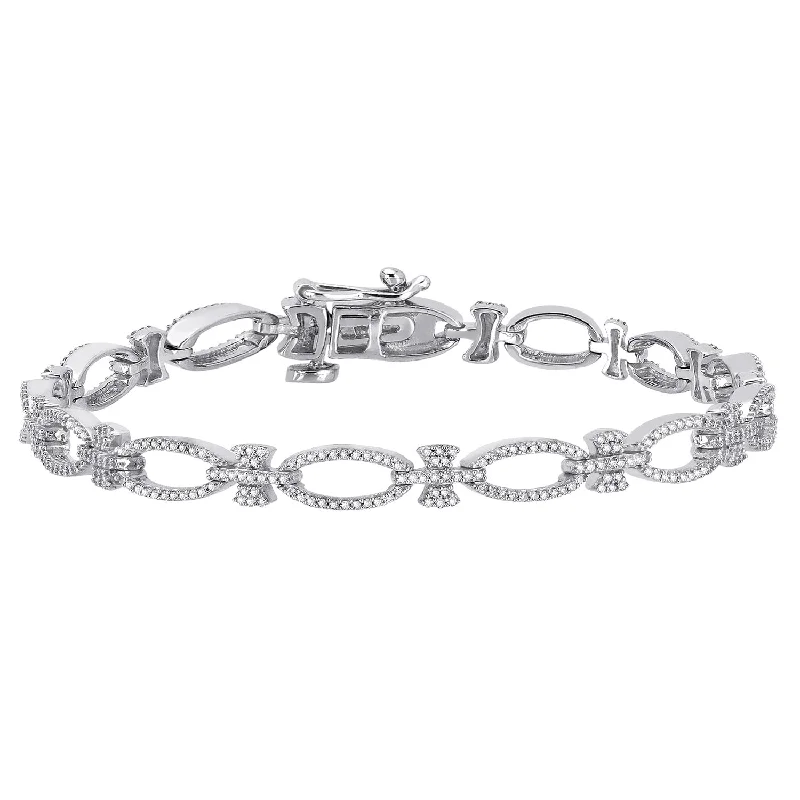 silver bracelet with engraved name -Auriya 10k White Gold 1ct TDW Open Link Diamond Bracelet (H-I, SI1-SI2)