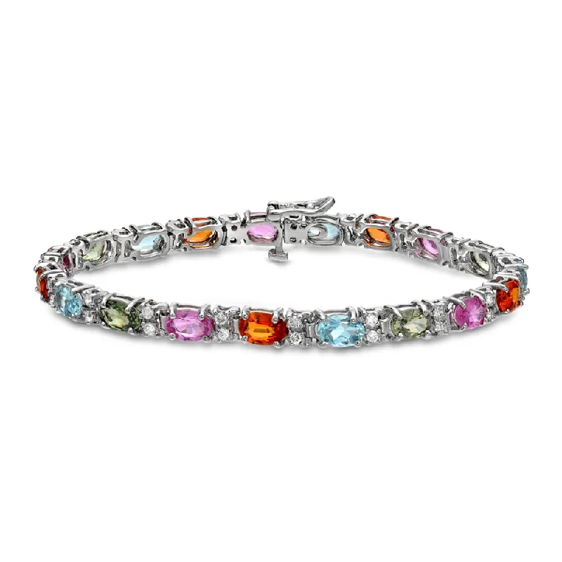 layered bracelet set for women -Auriya 14k Gold 1ct TW Semi-precious Stone and Diamond Bracelet (H-I, SI1-SI2) - White