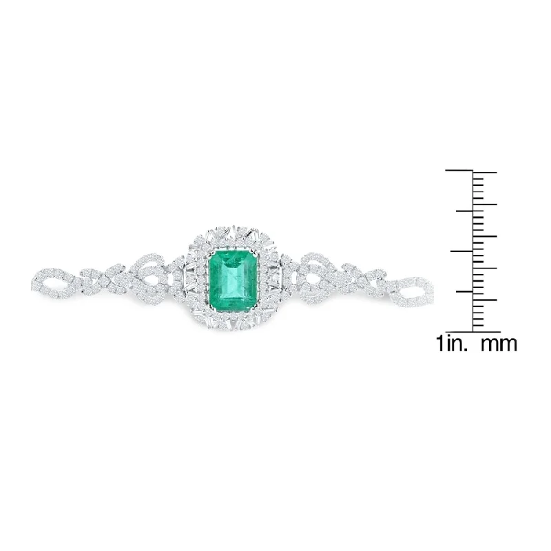 custom charm bracelet for special occasions -Auriya 14k Gold 4 3/8ct Emerald and 3ct TDW Diamond Bracelet - Green