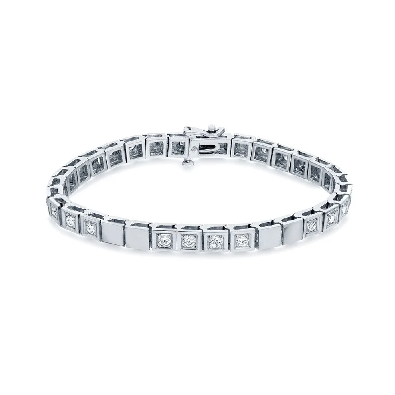 stylish women’s gold bracelet -Auriya 14k White Gold 1 1/2ct TDW Round Cut Diamond Tennis Bracelet