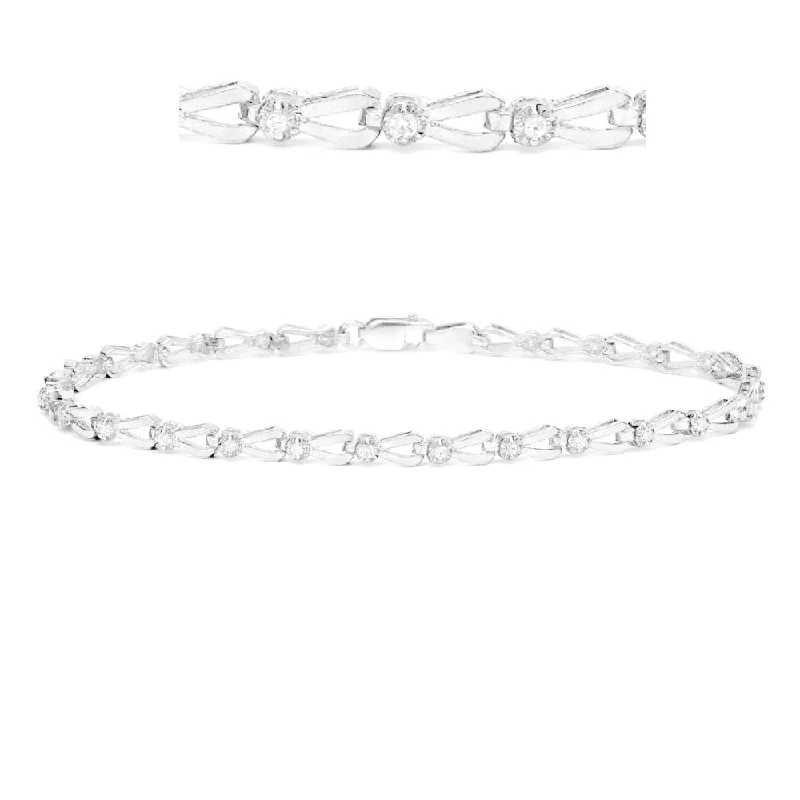 silver link bracelet for men -Auriya 14k White Gold 1/4ct TDW Diamond Open Link Bracelet