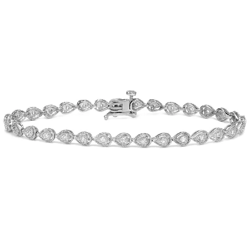 layered bracelet set for women -Auriya 14k White Gold 2/5ct TDW Vintage-Inspired Teardrop Diamond Tennis Bracelet