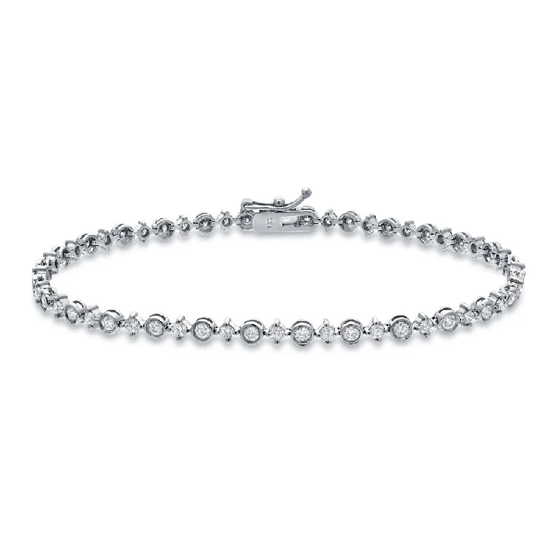 silver bracelet with engraved name -Auriya 14k White Gold 2ct TDW Round Diamond Link Tennis Bracelet