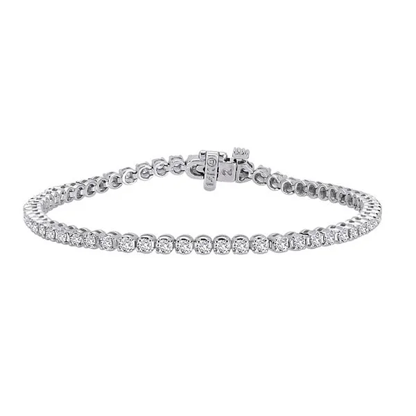 braided leather charm bracelet -Auriya 14k White Gold 2ct TDW Round Diamond Tennis Bracelet (J-K I2-I3)