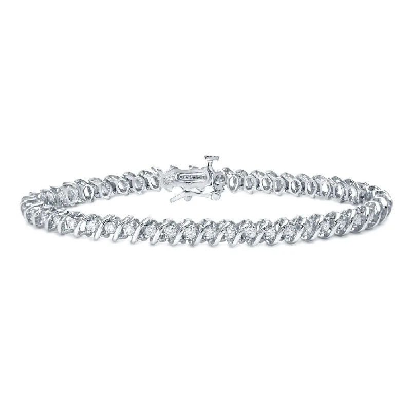 women’s delicate chain bracelet -Auriya 14k White Gold 2ct TDW Round S-Link Diamond Tennis Bracelet