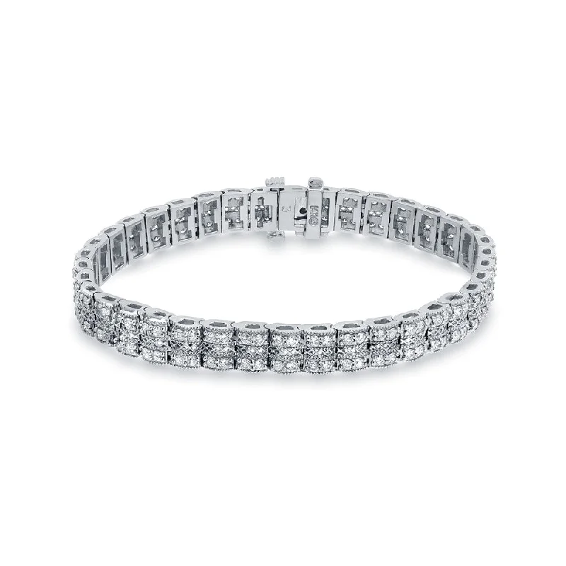 stylish women’s gold bracelet -Auriya 14k White Gold 3ct TDW Round Diamond Bracelet (H-I, SI1-SI2)