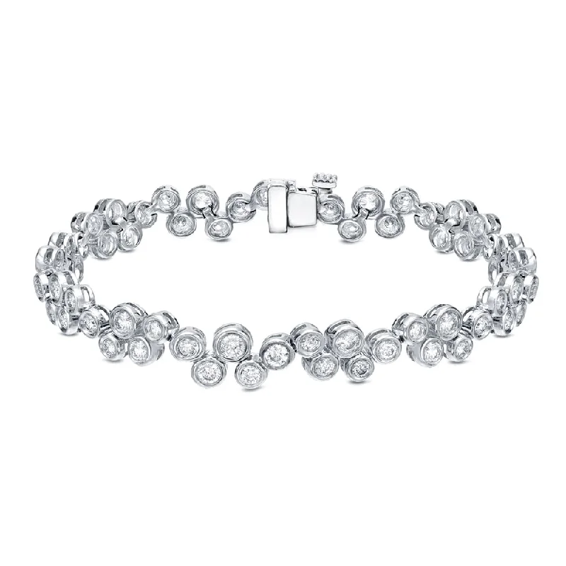 double wrap leather bracelet -Auriya 14k White Gold 5ct TDW Bezel Set Bubble Diamond Bracelet