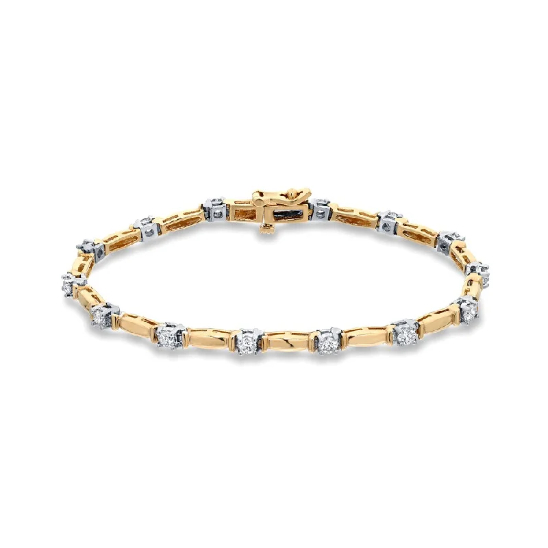 simple sterling silver bracelet -Auriya 14k Yellow Gold 1 2/5ct TDW Round Cut Diamond Tennis Bracelet (I-J, SI1-SI2)