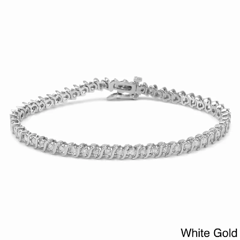 minimalist beaded bracelet -Auriya 2 carat TW S-Link Diamond Tennis Bracelet 14k Gold - 7-inch