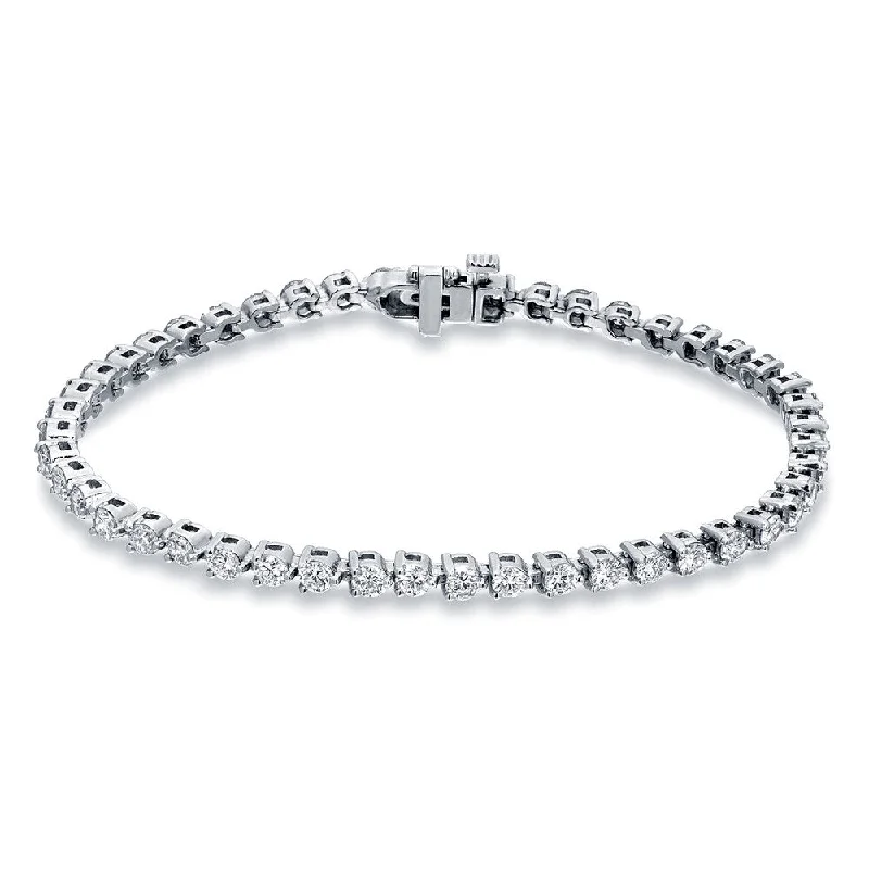 stackable silver bracelet for women -Auriya 3 3/4ctw Round Diamond Tennis Bracelet 14k Gold - 7-inch