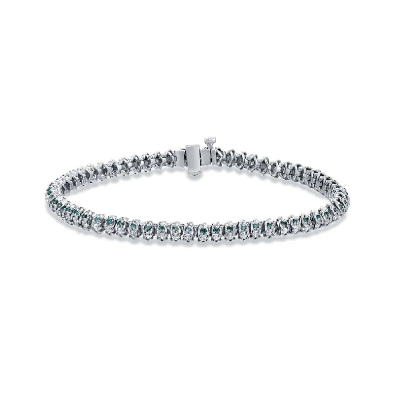 engraved bracelet for special occasions -Auriya 3ctw Blue Diamond Tennis Bracelet 14K White Gold - 7-inch