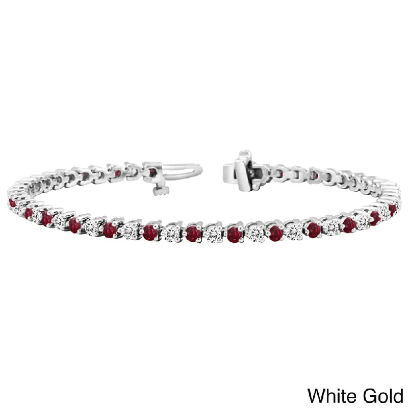 men’s braided bracelet with charm -Auriya 5ct Ruby and 5ct TW Diamond Tennis Bracelet 14k Gold