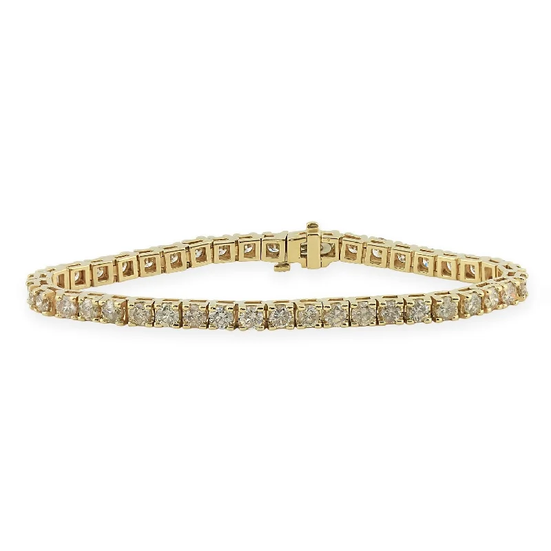 trendy charm bracelet for teens -Auriya 8 carat TW Round Diamond Tennis Bracelet 14k Gold (J-K, I2-I3) - 7-inch