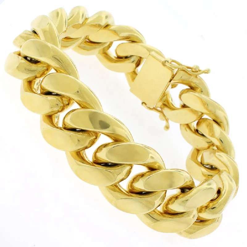 men’s titanium bracelet -Authentic Solid Sterling Silver 20mm Miami Cuban Curb Link .925 Yellow Gold Thick Bracelet Chain 9"