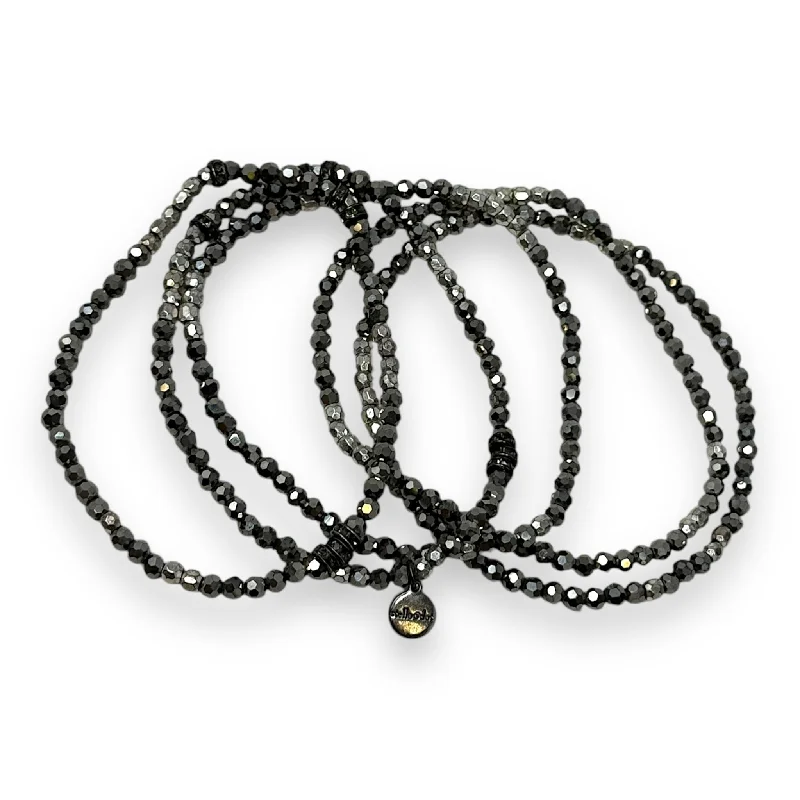 beaded bracelet for adults -Jessie Hematite Stretch Bracelet Set By Stella And Dot, Size: 05 Piece Set