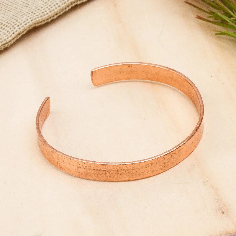 bohemian leather bracelet -Brilliant Gleam High-Polish Copper Cuff Bracelet from Mexico