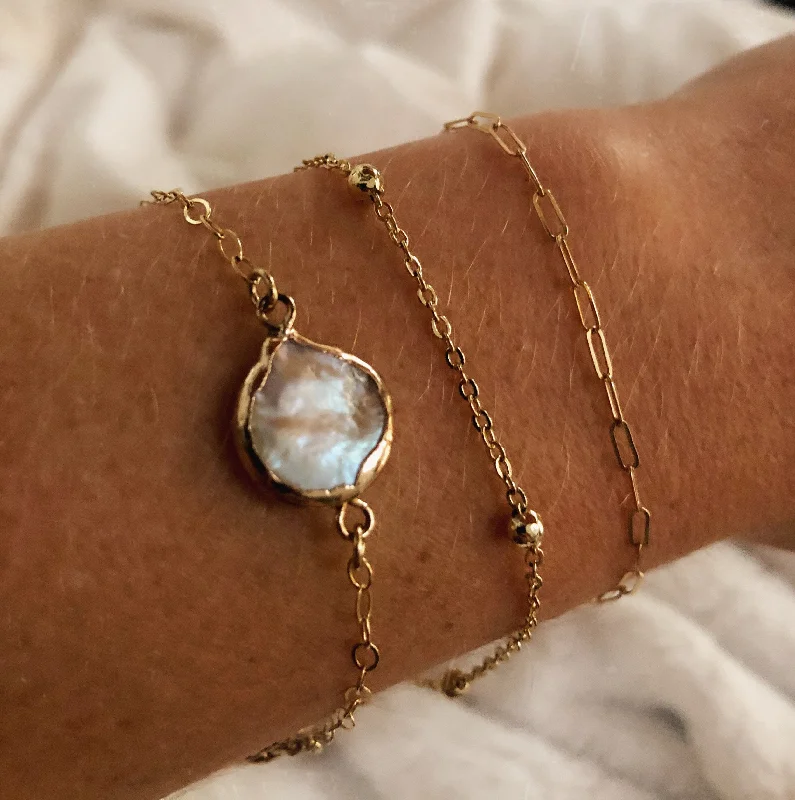 luxury crystal bracelet -Dainty Layering Gold Bracelet Trio by Toasted Jewelry