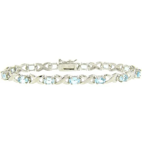 chic adjustable bracelet for women -Dolce Giavonna Sterling Silver Blue Topaz Bracelet