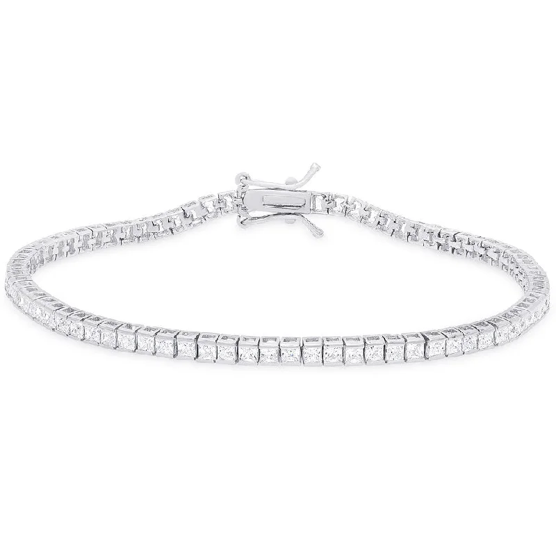 gold beaded bracelet for women -Dolce Giavonna Sterling Silver Cubic Zirconia Tennis Bracelet