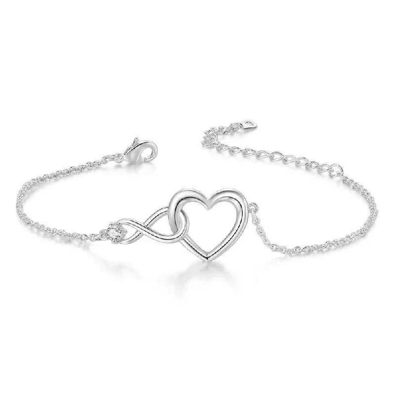 women’s crystal charm bracelet -Donatello Gian Infinity Heart Cubic Zirconia Bracelet