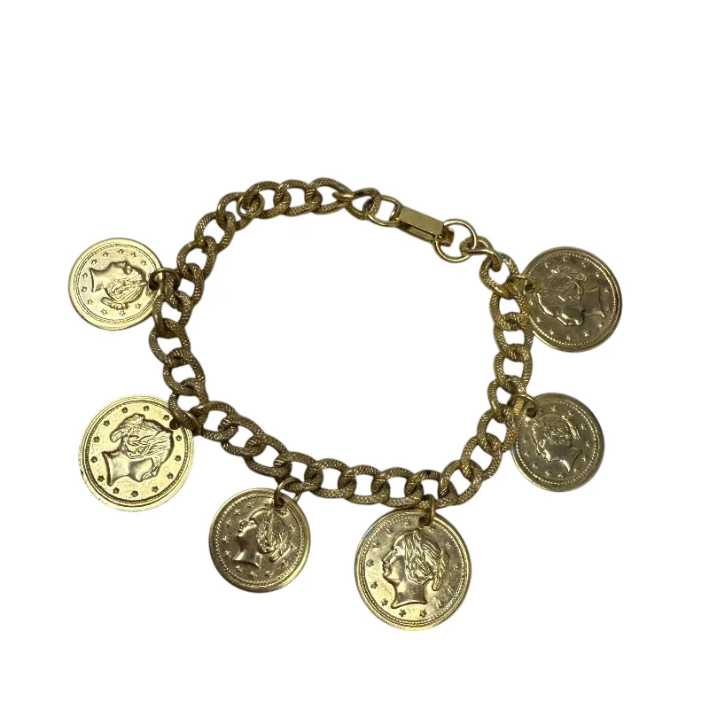 multi-layer gold bracelet -Gold Tone Coin Bracelet By Unbranded