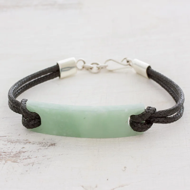 chic beaded charm bracelet -Monolith in Light Green Simple Jade Pendant Bracelet in Light Green from Guatemala