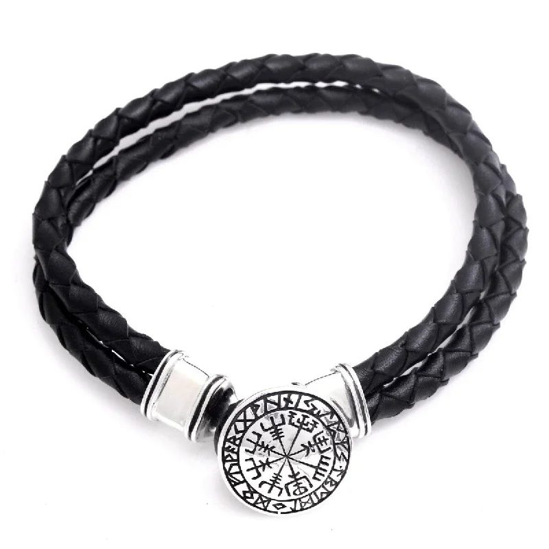 custom gemstone bracelet -NOVICA Runic Compass, Men's sterling silver and leather bracelet