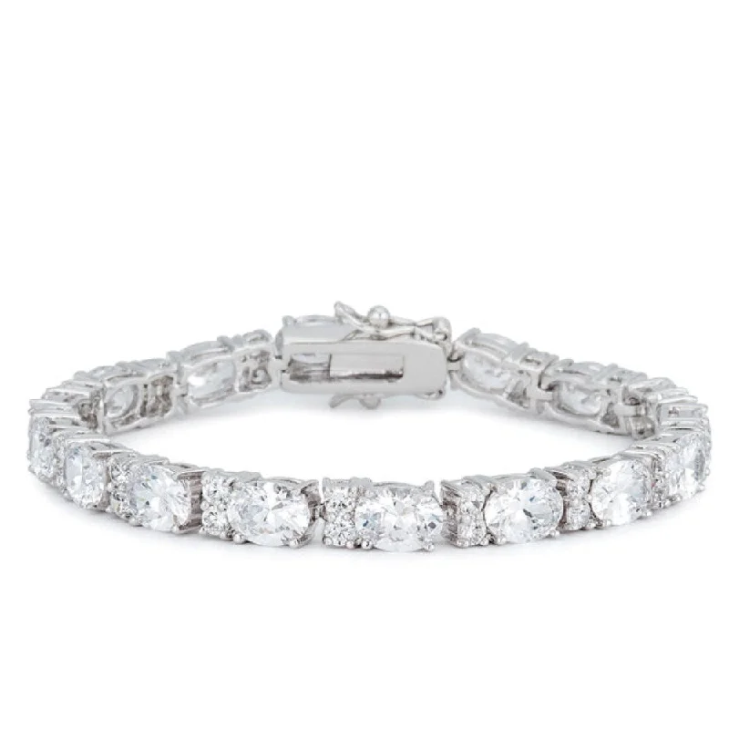 minimalist rope bracelet -Oversized Oval Cubic Zirconia Tennis Bracelet for Women - 7.5 Inch