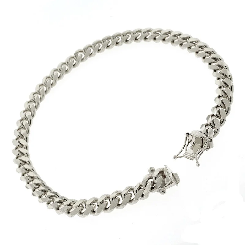 trendy charm bracelet for teens -Sterling Silver 6mm Miami Cuban Curb Link Thick Solid 925 Rhodium Bracelet Chain 8.5"