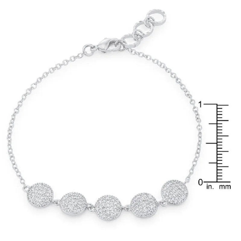 crystal beaded bracelet for healing -Stunning 0.8Ct Pave Disc Bracelet Sparkling Cz Women's Bracelet - 7" Chain + .5" Extender