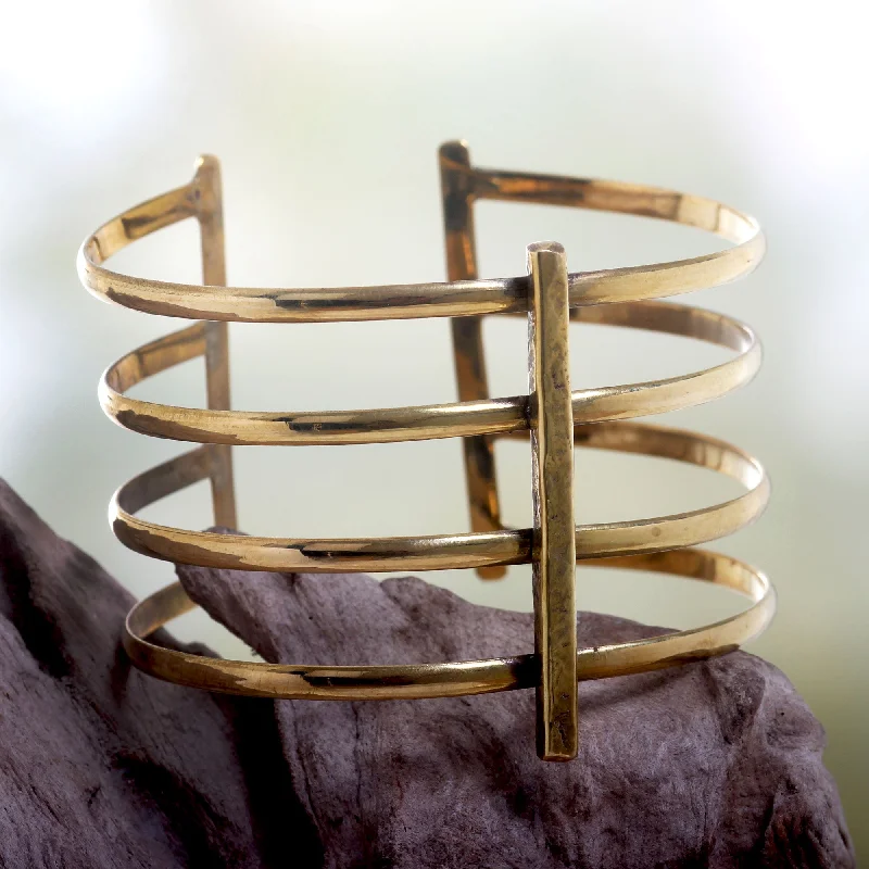 luxury tennis bracelet for women -Tribal Urban Wide Cuff Bracelet Crafted by Hand of Brass in Bali