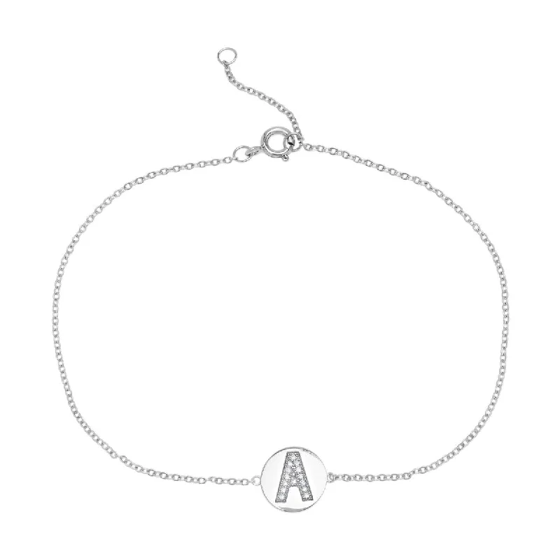 personalized adjustable bracelet for men -Victoria Townsend .925 Sterling Silver Cubic Zirconia Initial Anklet Bracelet