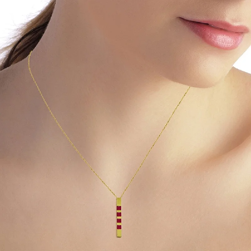 rose gold heart necklace for women -0.35 CTW 14K Solid Gold Necklace Bar Natural Ruby