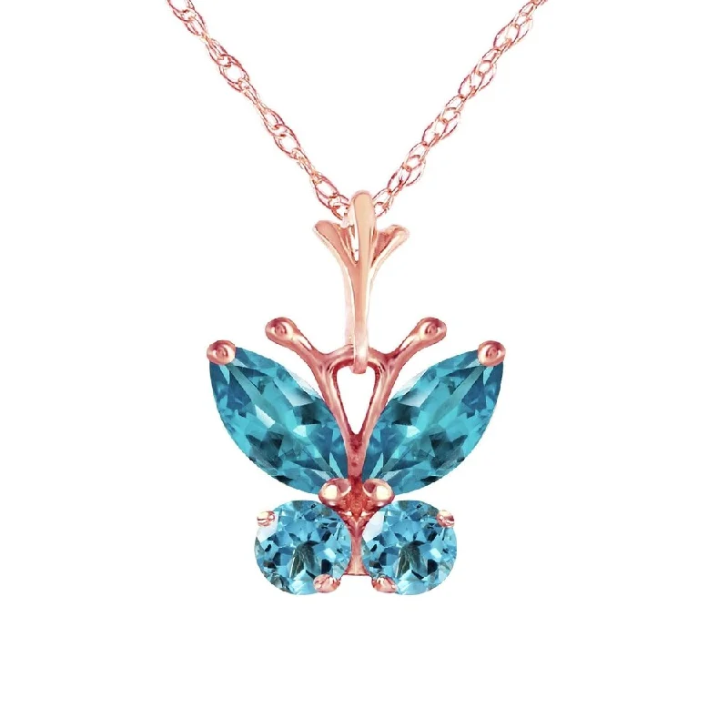 layered chain necklace for men -0.6 Carat 14K Rose Gold Butterfly Necklace Blue Topaz