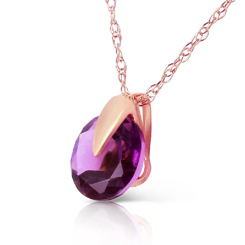 custom engraved necklace for couples -0.75 CTW 14K Solid Rose Gold Sundisk Amethyst Necklace