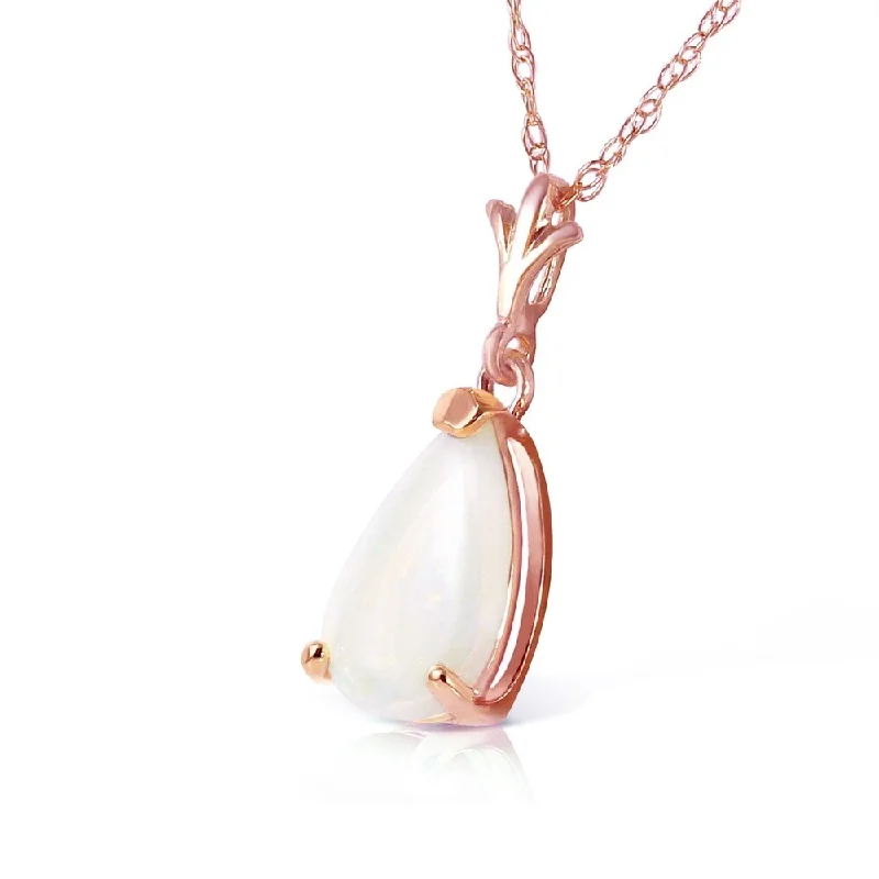 crystal heart necklace for women -0.77 Carat 14K Solid Rose Gold Necklace Natural Opal