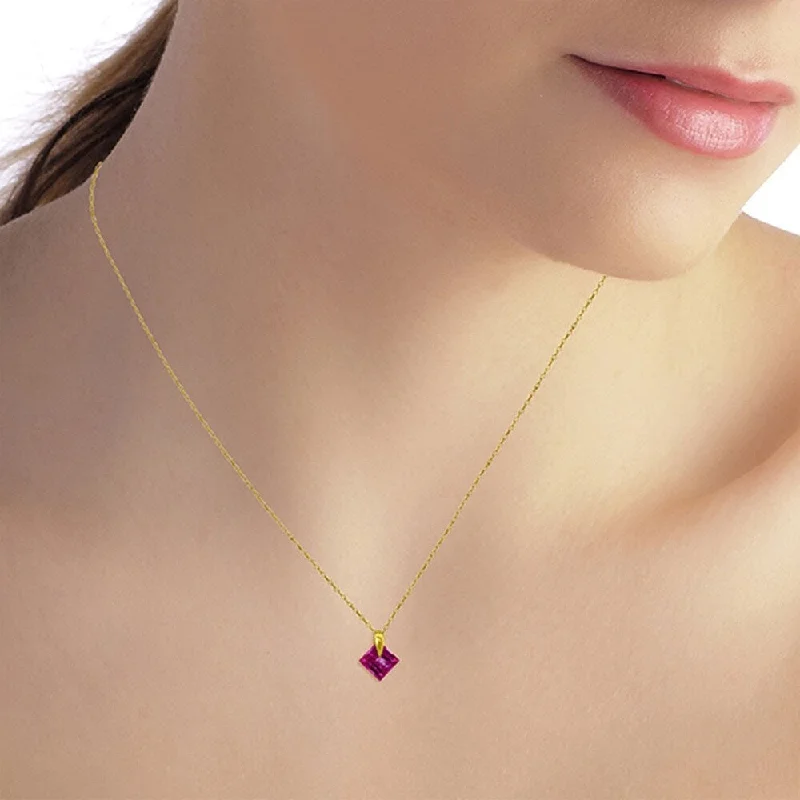 engraved heart pendant necklace for women -1.16 Carat 14K Solid Gold Missing You Pink Topaz Necklace