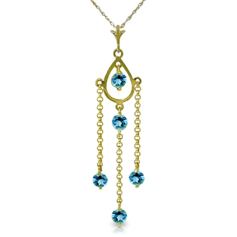 minimalist necklace for women -1.5 Carat 14K Gold Catch Can Blue Topaz Necklace