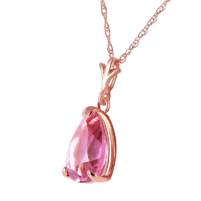 silver infinity necklace for women -1.5 Carat 14K Solid Rose Gold Pear Pink Topaz Necklace