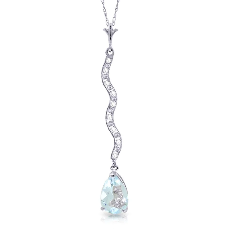 layered silver necklace for women -1.79 Carat 14K Solid Gold Until The Hour Aquamarine Diamond Necklace