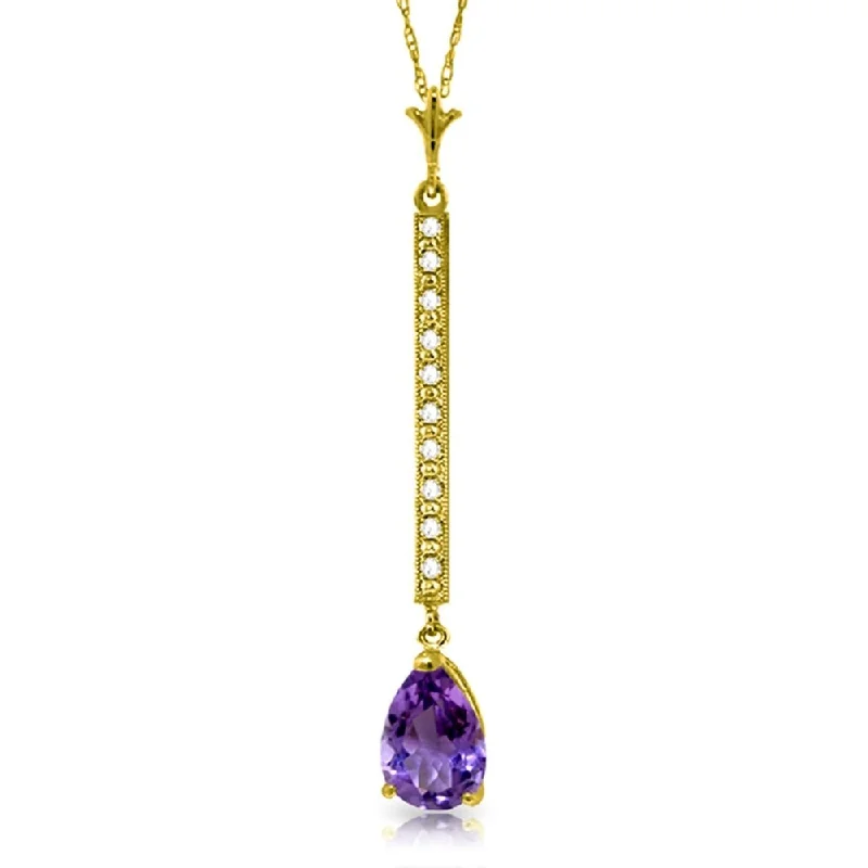 long gold chain necklace for women -1.8 Carat 14K Gold Necklace Diamond Amethyst