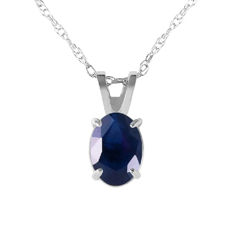 silver choker necklace for women -1 Carat 14K White Gold Dark Sky and Wave Sapphire Necklace