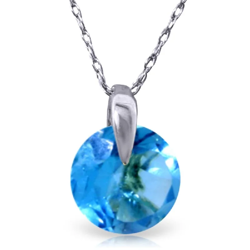 classic gold pendant necklace for women -1 Carat 14K White Gold Friend Indeed Blue Topaz Necklace