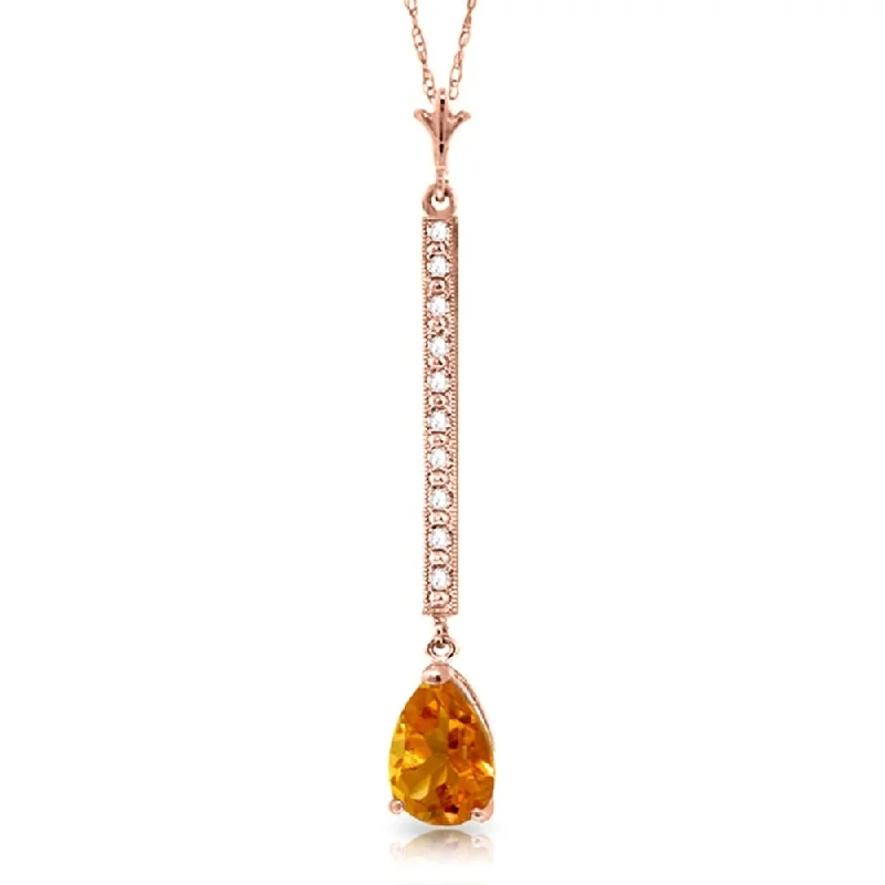 elegant diamond necklace for women -14K Rose Gold Diamond & Citrine Necklace