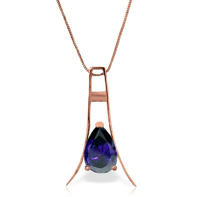 crystal drop necklace for women -14K Rose Gold Natural Sapphire Necklace Certified Series