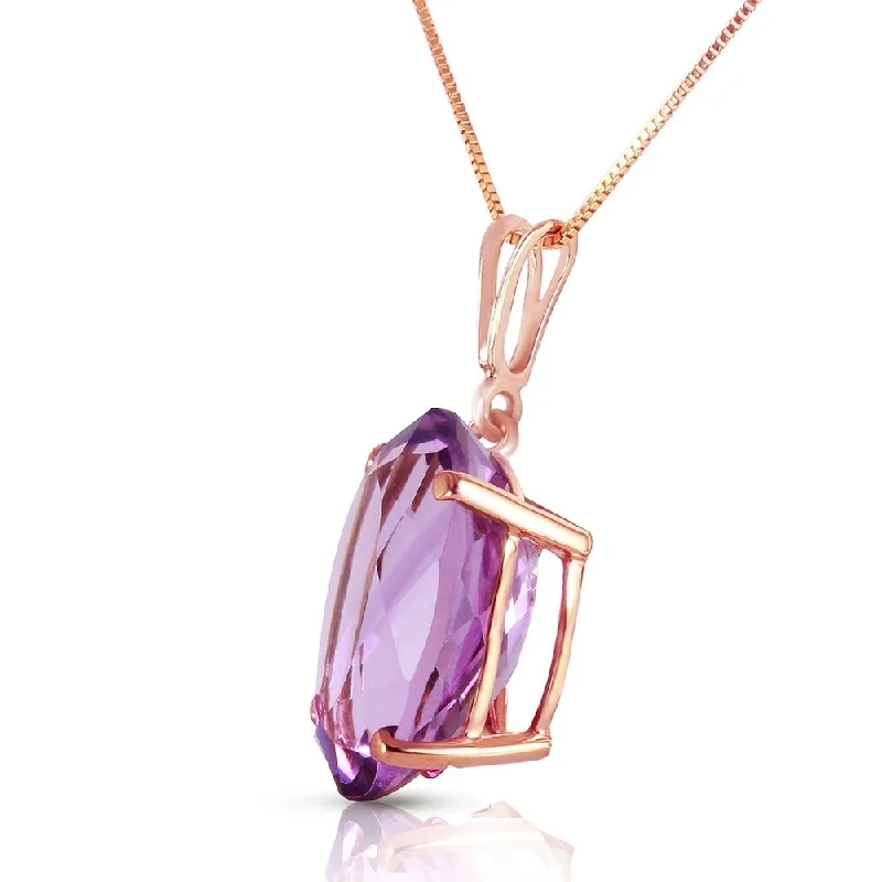 boho style layered necklace for women -14K Solid Rose Gold Necklace with Oval Purple Amethyst